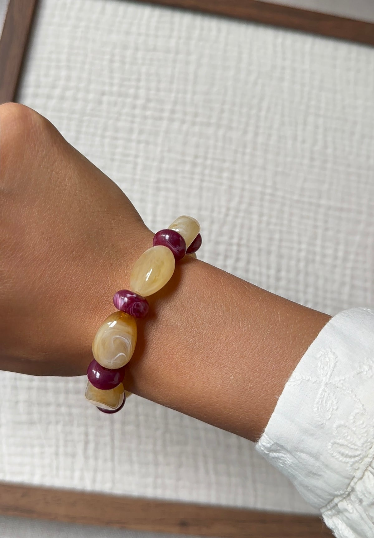 Bracelet Amande sable et grenade