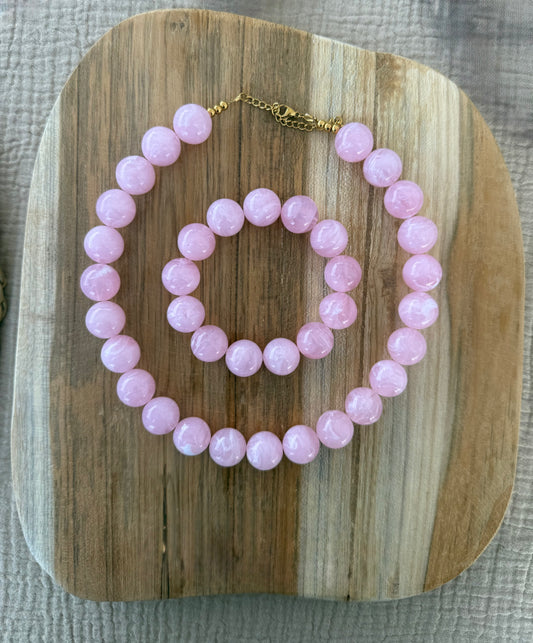 Parure chouchou rose