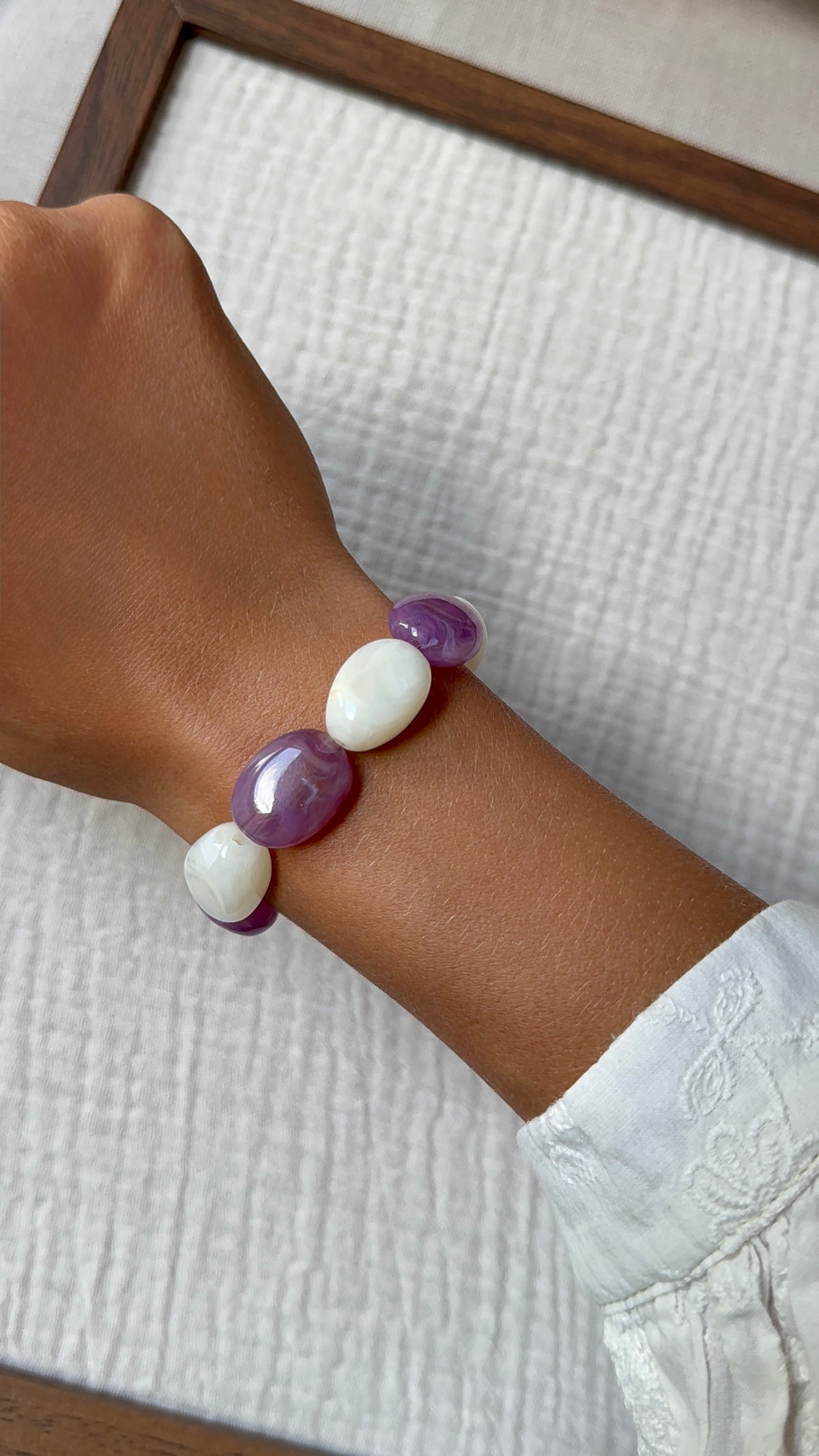 Bracelet Amande coton et lila