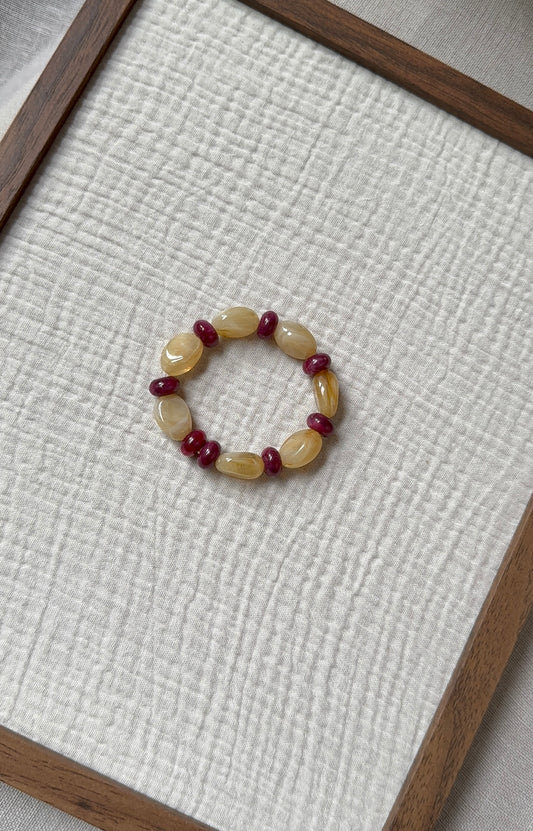 Bracelet Amande sable et grenade