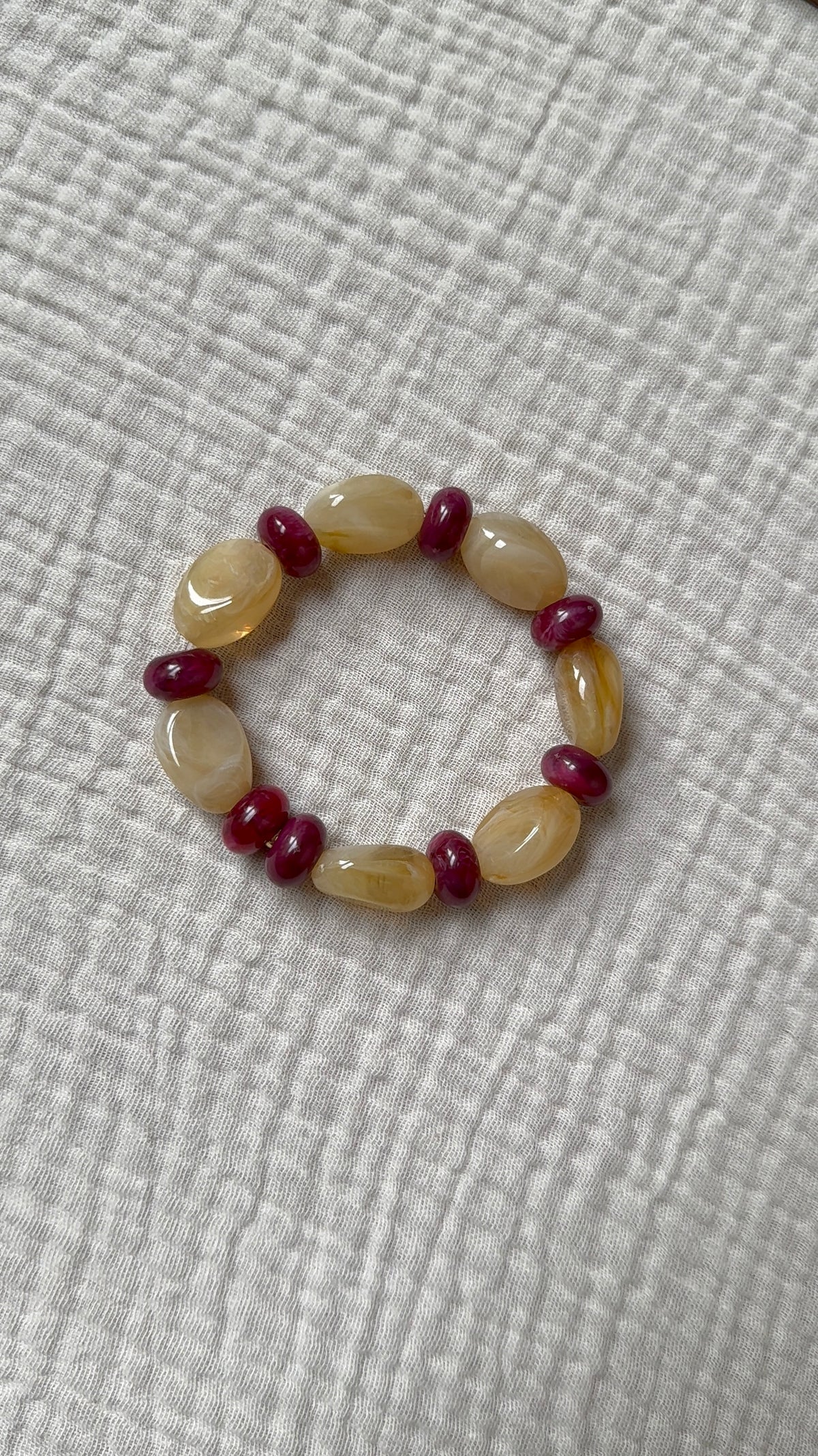 Bracelet Amande sable et grenade